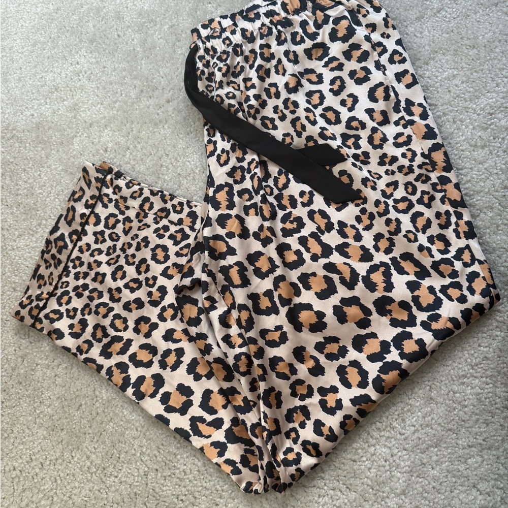 Victoria’s Secret Silky Satin Size XL Leopard Print Pajama PJ Pants Lounge